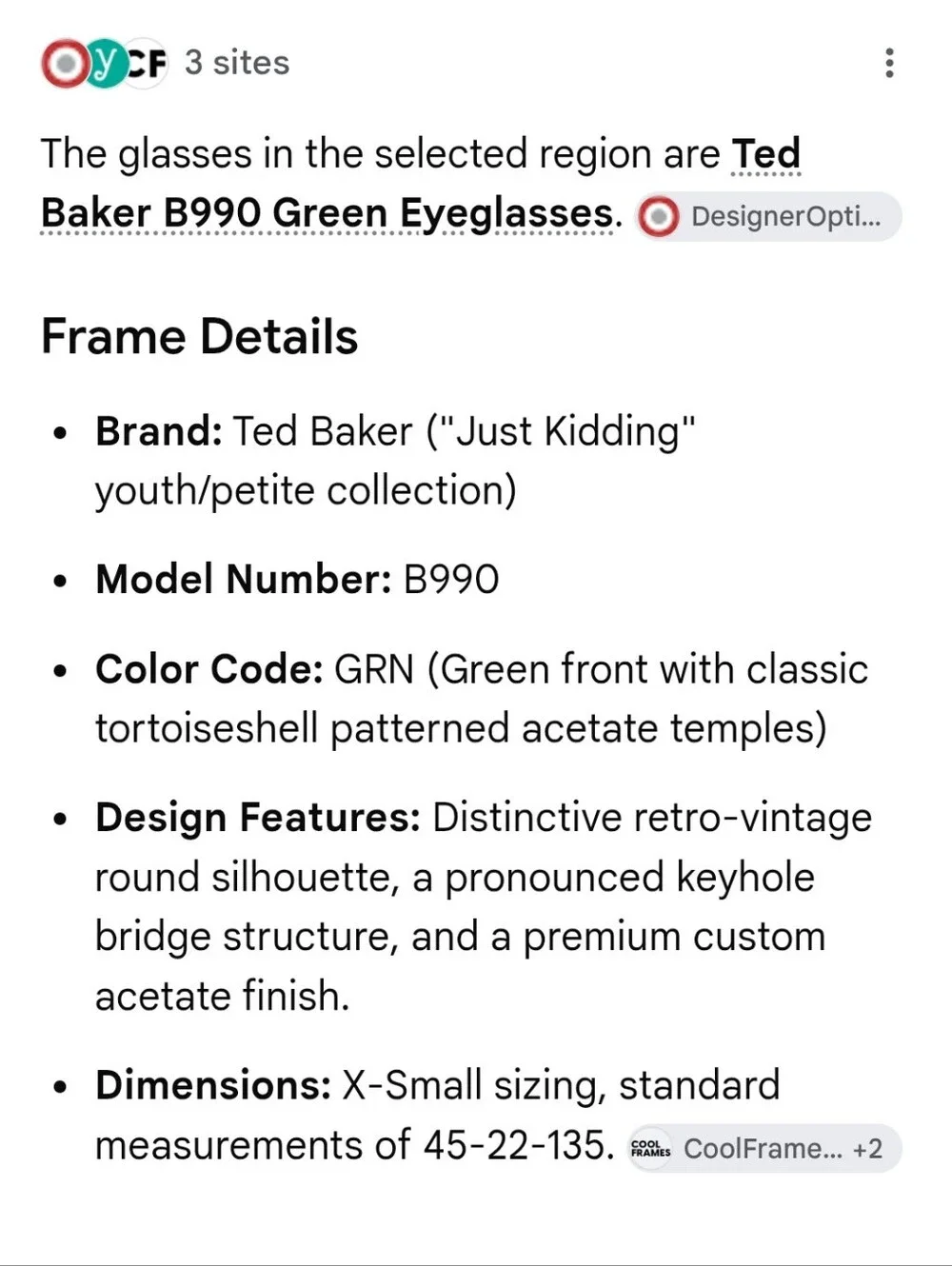 NWT Ted Baker B990 Youth Green Round Frames with Tortoises Shell Temples